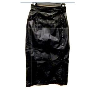 Y2K Vintage Wilson Leather black pencil skirt with snaps, sz 14, 30” waist, sexy